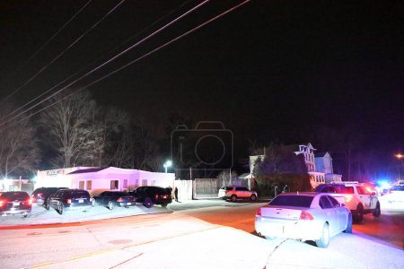 Photo for (NEW) Active shooter reported in Knowlton Township, New Jersey. February 12, 2024, Knowlton Township, New Jersey, USA: An active shooter was reported on Columbia Street in Knowlton Township, New Jersey Monday evening - Royalty Free Image