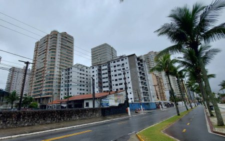 Photo for PRAIA GRANDE Brazil 02/14/2024 - A residential building with 133 apartments was hastily evacuated in the city of Praia Grande, on the coast of Sao Paulo. There are no victims, the building was closed by City Hall and Firefighters - Royalty Free Image