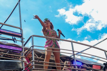 Photo for RIO DE JANEIRO (RJ), Brazil 02/17/2024 - Brazilian singer Anitta, starts her mega block on Rua Primeiro de Marco, ending on Av. Presidente Antonio Carlos. The event draws a lively crowd of fans and revelers - Royalty Free Image