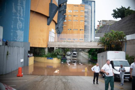 Photo for Barueri (SP), Brazil 02/23/2024 - Entrance to Arena Barueri, in Barueri-SP, flooded, before the game between Palmeiras and Mirassol, valid for the tenth round of the 2024 Paulista Football Championship, this afternoon Saturday - Royalty Free Image