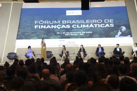 Photo for Sao Paulo (SP), 26/02//2024 FORUM/FINANCE/CLIMATICAS/G20/SP  Participating in this welcome panel are  Renata Piazzon, General Director, Instituto Arapyau, Patricia Ellen, Co-founder of AYA and Managing Partner System - Royalty Free Image