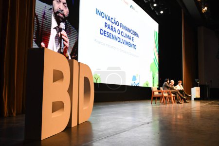 Photo for Sao Paulo (SP), Brazil 02/28/2024 - The Inter-American Development Bank (IDB) is holding a high-level event, in parallel with the G20 ministerial meeting in Sao Paulo. The Bank's president, Ilan Goldfajn, made the opening ceremony along - Royalty Free Image