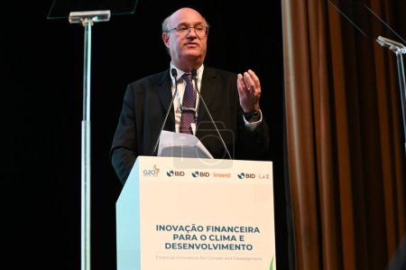 Téléchargez les photos : Sao Paulo (SP), 28 / 02 / 2024 Ilan Goldfajn, Président de la Banque internationale de développement (BID), intervient lors d'une réunion de la (BID), tenue parallèlement à la réunion ministérielle du G20 à Sao Paulo, a fait la cérémonie d'ouverture - en image libre de droit