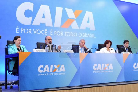 Foto de SAO PAULO (SP), Brasil 28 / 02 / 2024 - El presidente de Caixa Económica Federal Carlos Vieira realizó una conferencia de prensa sobre los resultados del banco en el último trimestre de 2023, este miércoles 28 de febrero de 2024 . - Imagen libre de derechos