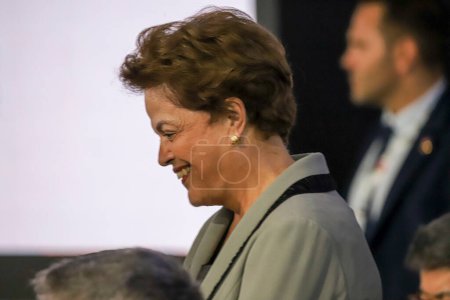 Foto de Sao Paulo (SP), 28 / 02 / 2024 Apertura del Panel El papel político-económico en el tratamiento de las desigualdades: experiencias nacionales y cooperación internacional: Dilma Rousseff - Imagen libre de derechos