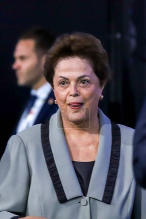 Foto de Sao Paulo (SP), 28 / 02 / 2024 Apertura del Panel El papel político-económico en el tratamiento de las desigualdades: experiencias nacionales y cooperación internacional: Dilma Rousseff - Imagen libre de derechos