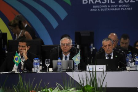 Foto de Sao Paulo (SP), 28 / 02 / 2024 Apertura del Panel El papel político-económico en el tratamiento de las desigualdades: experiencias nacionales y cooperación internacional, Discurso de apertura - Imagen libre de derechos