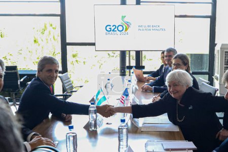 Téléchargez les photos : Sao Paulo (SP), Brésil 29 / 02 / 2024 - Rencontre bilatérale entre Janet Yellen Secrétaire du Trésor américain lors d'une réunion des ministres des Finances et des présidents des banques centrales des pays membres du G20 - en image libre de droit