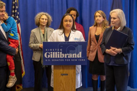 Photo for Senator Gillibrand Calls For The Passage Of The Access To Family Building Act Legislation. March 3, 2024, New York, New York, USA: Dr. Gabriela A. Aguilar, MD, MPH, Region 1 Medical Director Planned Parenthood of Greater New York - Royalty Free Image