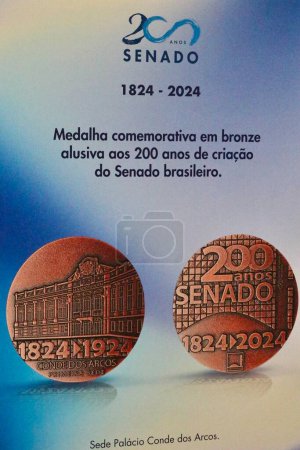 Foto de Brasilia (DF), Brasil 03 / 05 / 2024 - Presentación del Bicentenario 200 años de medallas del Senado; en la tarde de este martes 5 de marzo de 2024, en la Sala Negra del Congreso Nacional de Brasilia. - Imagen libre de derechos