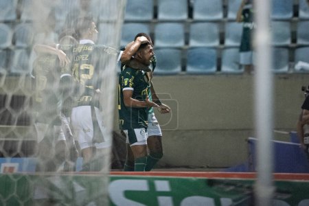 Photo for Barueri (SP), BRAZIL - 03/09/2024: Rony celebrates his goal in a match between Palmeiras and Botafogo, valid for the 12th round of the 2024 Paulista Football Championship, held at Arena Barueri, in Barueri-SP - Royalty Free Image