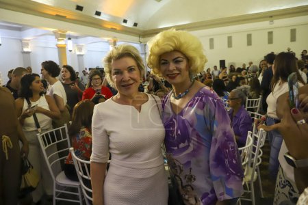 Photo for Sao Paulo, Brazil - 03/08/2024: Former mayor Marta Suplicy participate on Friday (8) in a breakfast with around 200 women at Club Homs. Held on International Women's Day, the event was attended by businesswomen, artists - Royalty Free Image
