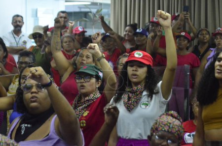 Téléchargez les photos : NATAL (RN), 03.07.2024 - MST / INCRA / MEMBERS / RN-MST Militants, campent au siège de l'INCRA à Natal RN, depuis 10h00 du matin pour réclamer des actions plus rapides sur la réforme agraire. - en image libre de droit