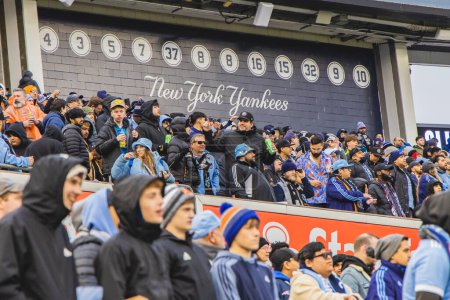 Photo for 2024 MLS Regular Season NYCFC x Portland Timbers. March 09, 2024, New York, USA: Fans during soccer match between NYCFC x Portland Timbers valid for the MLS at Yankee Stadium, New York. The game took place under rainfall - Royalty Free Image