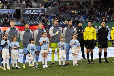 Photo for 2024 MLS Regular Season NYCFC x Portland Timbers. March 09, 2024 - New York, USA: Soccer match between NYCFC x Portland Timbers valid for the MLS at Yankee Stadium, New York. The game took place under rainfall and ended 2x1 in favor of Portland - Royalty Free Image