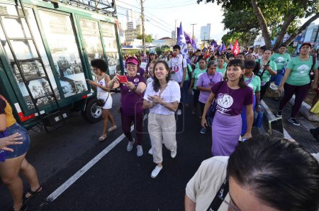 Photo for NATAL (RN), BRAZIL - 03/08/2024 - INTERNATIONAL WOMEN'S DAY - Women from Rio Grande do Norte took a long walk in the streets of the center of the capital in Natal, to demand more improvements and policies on International Women's Day - Royalty Free Image