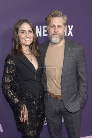 Photo for March 7, 2024 - New York, United States: (L-R) Sara Bareilles and Joe Tippett attend Netflix Girls5eva season 3 premiere at Paris Theater in New York City, USA - Royalty Free Image