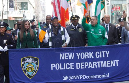 Photo for 263rd Annual New York City Saint Patricks Day Parade. March 16, 2024, New York, USA: The 263rd Annual New York City Saint Patricks Day Parade is taking place from 11am up to 4pm starting on 5th avenue at 44th up to 79th street. - Royalty Free Image