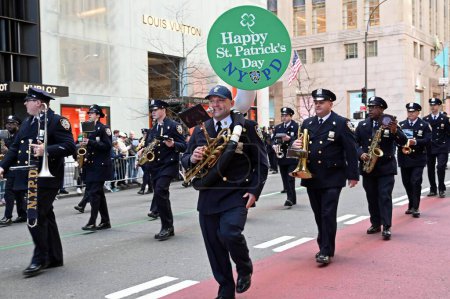 Photo for New York's 263rd. St.Patrick's Day Parade. March 16th. 2024, New York City, New York, USA. Today, The St. Patrick's Day Parade is featuring Maggie Timoney. Grand Marshal of The St.Patrick's Day parade and first CEO of Heinneken - Royalty Free Image