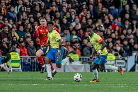 Photo for MADRID (ES) 03/26/2024 - The player Vinicius Junior, during a match between Spain and Brazil, valid for the Friendlies of the national teams, held at the Santiago Bernabeu stadium, in the city of Madrid - Royalty Free Image