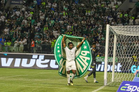 Photo for Sao Paulo (SP), Brazil 03/28/2024 - PAULISTAO vs PALMEIRAS at Allianz Parque, in the west of Sao Paulo, on Thursday night, March 28, 2024. Palmeiras wins 1-0. - Royalty Free Image