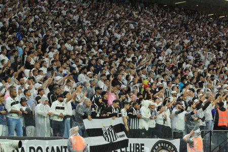 Photo for SAO PAULO. 03/27/2024 - In the photo, Santos fans filled the Neo Quimica Arena Stadium, the Corinthians stadium with 44,804 Santos fans, in the match between Santos and Red Bull Bragantino - Royalty Free Image