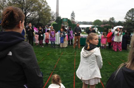 Photo for 2024 White House Easter Egg Roll. April 01, 2024, Washington DC, Maryland, USA: The 2024 White House Easter Egg Roll taking place at the South Lawn on Easter Monday, April 1st, continuing one of the oldest traditions in White House history - Royalty Free Image