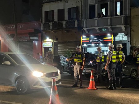 Photo for SAO PAULO(SP) Brazil 04/03/2024. Traffic police carried out a dry law blitz to catch drivers driving under the influence of alcohol or illicit substances at the wheel, several drivers were stopped and fined - Royalty Free Image