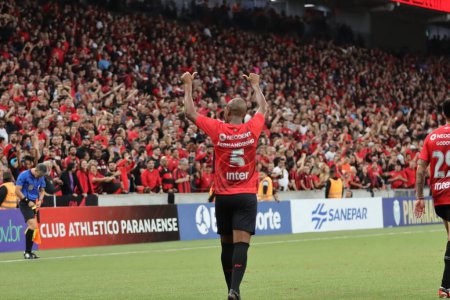 Photo for CURITIBA (PR), Brazil 06/04/2024 - The player Fernandinho celebrates his goal, during a match between Athletico PR against Maringa, valid for the final of the Campeonato Paranaense 2024 - Royalty Free Image