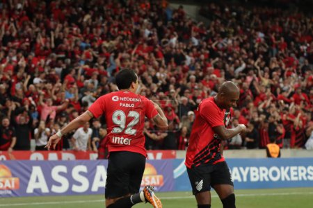 Photo for CURITIBA (PR), Brazil 06/04/2024 - The player Fernandinho celebrates his goal, during a match between Athletico PR against Maringa, valid for the final of the Campeonato Paranaense 2024 - Royalty Free Image