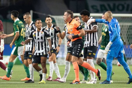 Photo for Sao Paulo (SP), Brazil 04/7/2024 - Referee Raphael Claus in a match between Palmeiras and Santos, valid for the second leg of the 2024 Paulista Football Championship final, held at Allianz Parque, in Sao Paulo - Royalty Free Image