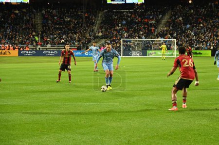 Photo for NYCFC VS ATLANTA in New Yorks Citifield. April 6, 2024, Queens, New York City, New York, USA. New York City Football Club, also known as New York City FC and shortened as NYCFC, is an American professional soccer club based in New York City - Royalty Free Image