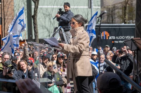 Photo for Bring Them Home Now Rally At UN Marks Six Months Since Hamas Attack On Israel. April 07, 2024, New York, New York, USA: Over 10,000 Jews, Israeli expats and supporters rally outside of the United Nations Headquarters in Midtown - Royalty Free Image