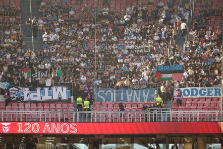 Photo for Lisbon (PT),11/04/2024 - LIGA EUROPA/SL BENFICA x OLYMPIQUE DE MARSEILLE - Olympique de Marseille fans before the match between SL Benfica x Olympique de Marseille, valid for the 1st leg of the quarter-finals of the Europa League - Royalty Free Image