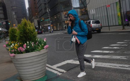 Photo for (NEW) Heavy Rain Drops on New York . April 11, 2024, New York, USA: New Yorkers and tourists are faced with heavy rainfall from Thursday (11) afternoon through all day on  Friday (12). - Royalty Free Image