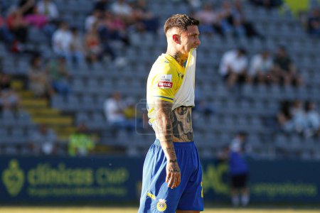 Photo for Arouca (PT), 04/14/2024 - Christ, the Arouca player, regrets a penalty during the match between Arouca x Boavista, valid for the 29th round of the LIGA PORTUGAL BETCLIC - Royalty Free Image