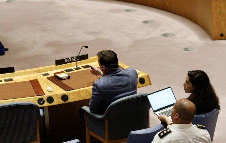 Téléchargez les photos : Réunion du Conseil de sécurité : La situation au Moyen-Orient. 14 avril 2024, Nations Unies, New York, États-Unis : Réunion du Conseil de sécurité d'urgence : La situation au Moyen-Orient en raison de l'escalade des tensions entre Israël et l'Iran - en image libre de droit