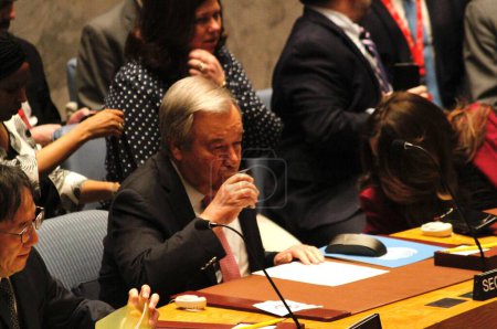 Photo for Security Council Meeting:The situation in the Middle East. April 14, 2024, United Nations, New York, USA: An emergency Security Council Meeting:The situation in the Middle East due to the escalated tension between Israel and Iran - Royalty Free Image