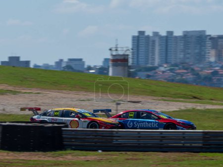 Photo for SAO PAULO,  Brazil (SP) - 04/21/2024 -View of the third stage of the Stock Car Pro Series this Sunday afternoon (21) at the Interlagos Racetrack, south of Sao Paulo. Driver Gaetano di Mauro emerged as stage winner - Royalty Free Image