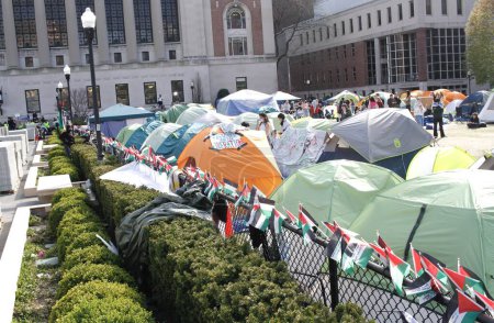 Photo for Anti-Israel Protest at Columbia University in New York. April 24, 2024, New York, USA: Some students of Columbia university continued their camping in the school campus in an anti-Israel protest demanding ceasefire and end to the Israel occupation - Royalty Free Image