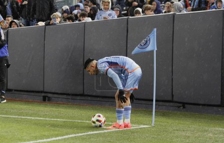 Photo for MLS: NYCFC vs Charlotte FC. April 27, 2024, New York, USA: Santiago Rodriguez of NYCFC  during soccer match between NYCFC and Charlotte FC valid for the 10th game of the Major League Soccer at Yankee Stadium in New York. - Royalty Free Image