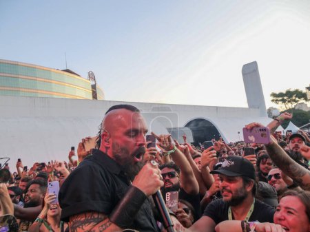 Photo for SAO PAULO, Brazil 04/28/2024 - The band KillSwitch Engage performs during the last day of the Summer Breeze Festival at Memorial da America Latina, west of Sao Paulo, this Sunday April 28, 2024 - Royalty Free Image