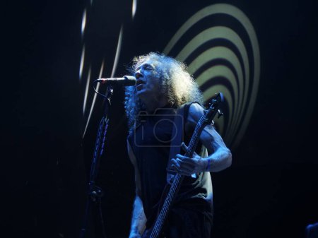 Photo for SAO PAULO, Brazil 04/28/2024 - The band Anthrax performs during the last day of the Summer Breeze Festival at the Memorial da America Latina, west side of Sao Paulo, this Sunday April 28, 2024. - Royalty Free Image