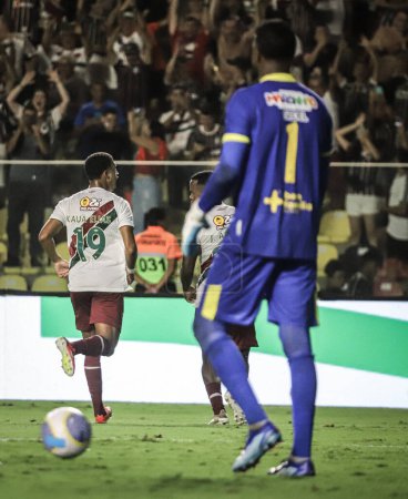 Photo for CARIACICA (ES), 01/05/2027-Throw, during a match between Sampaio Correa (MA) x Fluminense (RJ), valid for the third phase of the Copa do Brasil, held at the Kleber Andrade stadium, in the city of Cariacica - Royalty Free Image