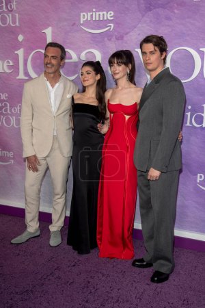 Photo for April 29, 2024, New York, USA: (L-R) Reid Scott, Ella Rubin, Anne Hathaway and Nicholas Galitzine attend the Prime Video The Idea Of You New York premiere at Jazz at Lincoln Center. - Royalty Free Image