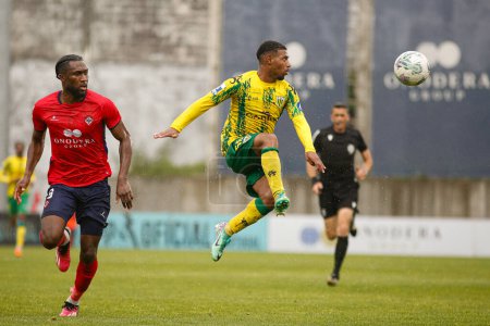 Photo for Oliveira de Azemeis (PT), 05/04/2024 Tondela player during the match between UD Oliveirense x CD Tondela, valid for the 32nd round of the LIGA PORTUGAL SABSEG, held at the Carlos Osorio - Royalty Free Image
