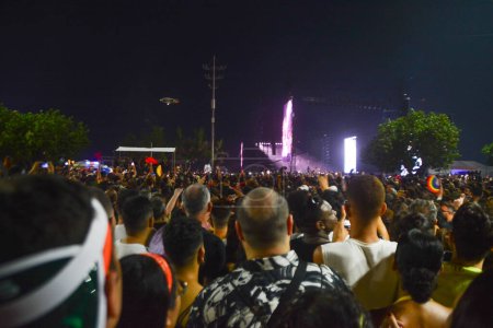 Téléchargez les photos : Rio de Janeiro (RJ), Brésil 05 / 04 / 2024 Samedi soir (4), la chanteuse Madonna, considérée comme la reine de la pop, présente le plus grand spectacle de sa carrière. La présentation a lieu sur la plage de Copacabana - en image libre de droit