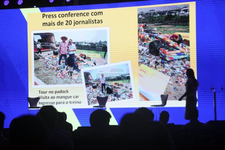 Téléchargez les photos : Sao Paulo (SP), 07 / 05 / 2024 Panel Models and Sponsorships in Sports, avec la participation de Cinthia Katachinsky, responsable marketing chez DHL Express, avec la médiation d'Adauto Gudin - en image libre de droit