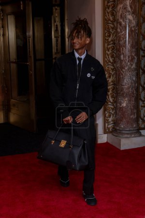 Photo for The Pierre Hotel: 2024 Met Gala Departures. May 06, 2024, New York, New York, USA: Jaden Smith wearing Thom Browne departs the Pierre Hotel for 2024 Met Gala on May 06, 2024 in New York City. - Royalty Free Image