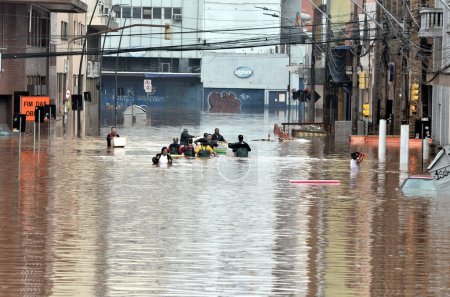 Photo for Porto Alegre (RS), Brazil 05/08/2024   Record of damage caused by flooding in the Historic Center and South Zone region of the city of Porto Alegre, this Wednesday - Royalty Free Image
